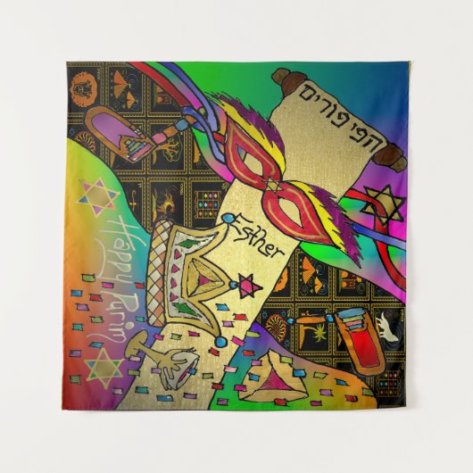 ジュダイカプリムエスターお祝いダークアートプリント タペストリー (正面(横))