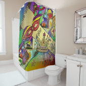 ジュダイカプリムエスターお祝いライトアートプリント シャワーカーテン (インサイチュ)