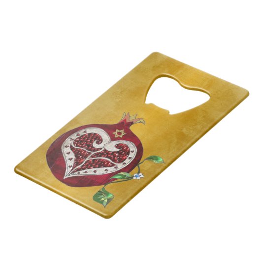 ジュダイカポメグラナートハートハヌッカロシュハサナ クレジットカード栓抜き (正面アングル)