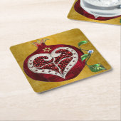 ジュダイカポメグラナートハートハヌッカロシュハサナ スクエアペーパーコースター (アングル)