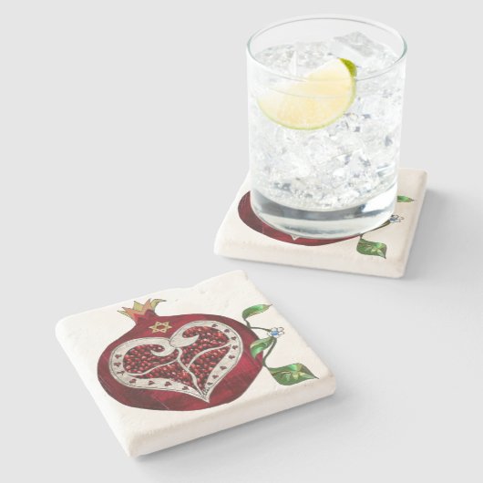 ジュダイカポメグラナートハートハヌッカロシュハサナ ストーンコースター (横)