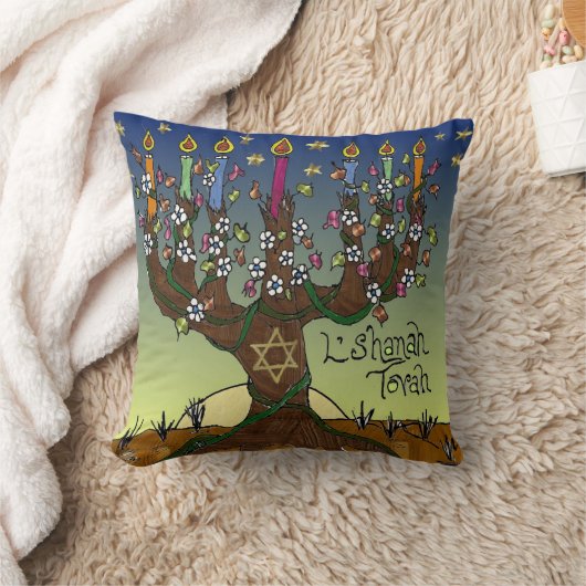 ジュダイカランシャナトヴァツリーオブライフ装飾用クッション クッション (ブランケット)