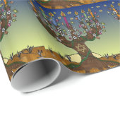 ジュダイカ（ユダヤ教）メノラーツリーオブライフアートプリント ラッピングペーパー (ロールコーナー)