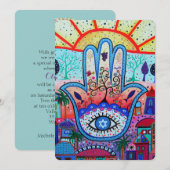 ジュダイックハムザこうもりバー(ユダヤ教の)バル・ミツバー招待状 招待状 (正面/裏面)