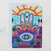 ジュダイックハムザこうもりバー(ユダヤ教の)バル・ミツバー招待状 招待状 (正面/裏面)