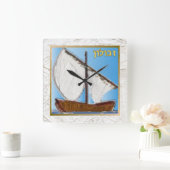 ジュダカ12イスラエル・ゼブルン・アートの部族 スクエア壁時計 (ホーム)