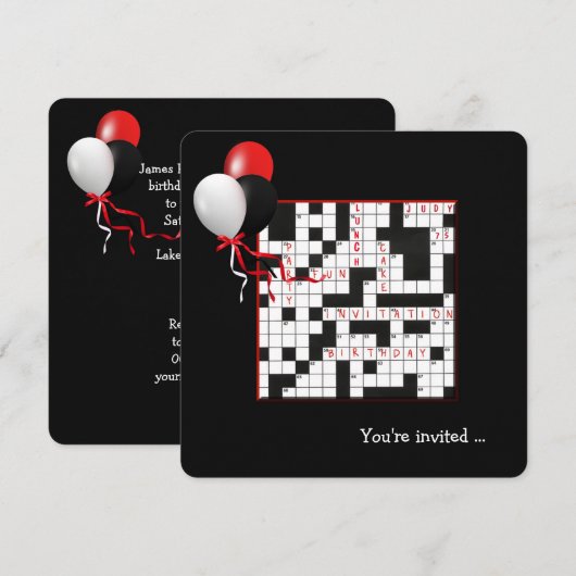 ジュディのクロスワードパズル 招待状 (正面/裏面)