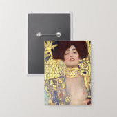 ジュディスとグスタフクリムトのホロファーネスの頭 缶バッジ (正面/裏面)