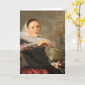 ジュディス・ジャンス・レイスターの自画像 カード (黄色い花)