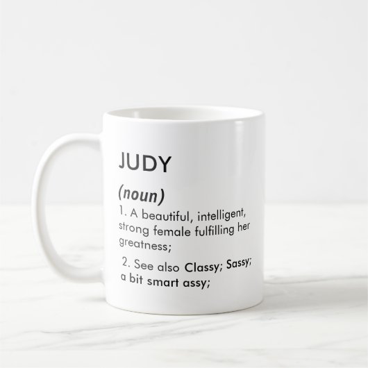 ジュディ 名前, 編集可能 名前, カスタム 名前 コーヒーマグカップ (左)