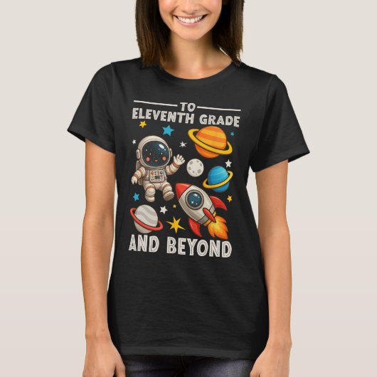 ジュニアに、そしてそれ以上へ!宇宙飛行士が宇宙から帰ってきたよ 再び学校へ Tシャツ (正面)
