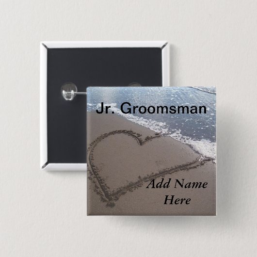 ジュニアの花婿の付添人のビーチ結婚式ボタン 缶バッジ (正面&裏面)