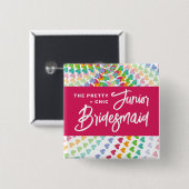 ジュニアの花嫁メイドレインボーハートふりかけ結婚る 缶バッジ (正面&裏面)