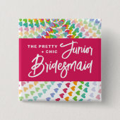 ジュニアの花嫁メイドレインボーハートふりかけ結婚る 缶バッジ (正面)