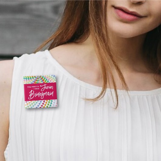 ジュニアの花嫁メイドレインボーハートふりかけ結婚る 缶バッジ