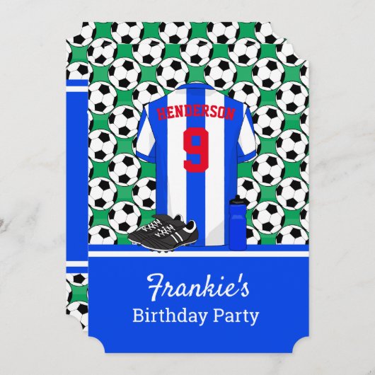 ジュニアサッカーイベント BW ストライプ 招待状 (正面/裏面)