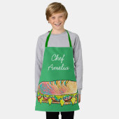 ジュニアシェフサブサンドウィッチカラフルキッズ エプロン (着用した状態)