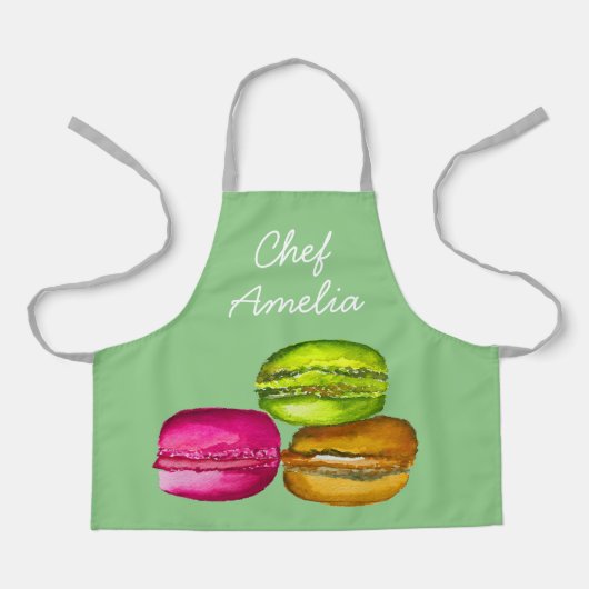 ジュニアシェフマカロンカラフル子供 エプロン (正面)