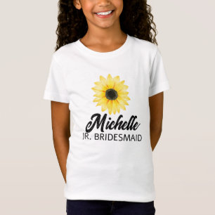 ジュニアパーソナライズされたの花嫁ひまわり Tシャツ