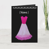 ジュニアブライドメイドピンク&ホワイトガウンの花柄 招待状 (正面)