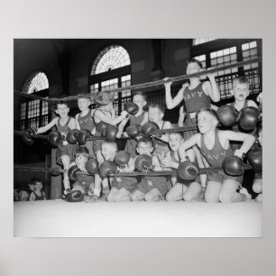 ジュニアボクシング、1939年。ヴィンテージ写真 ポスター