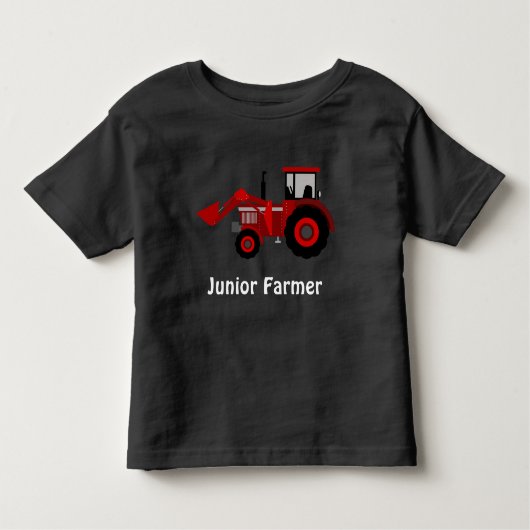 ジュニア農家とレッドローダトラクタ トドラーTシャツ (正面)