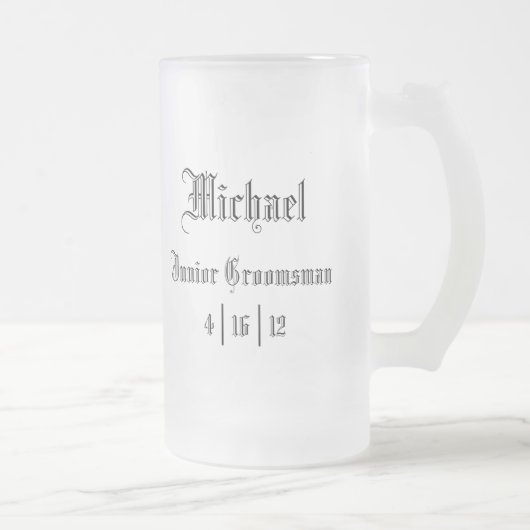 ジュニア・パーソナライズされたグルームスマン・マグ フロストグラスビールジョッキ (右)