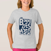 ジュニア Jr. ブライズメイド、ウェディングパーティー、ネイビーブルー Tシャツ (正面)