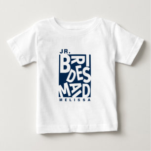 ジュニアJr.ブライドメイド、ウェディングパーティー、ネイビーブルー ベビーTシャツ