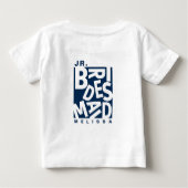 ジュニアJr.ブライドメイド、ウェディングパーティー、ネイビーブルー ベビーTシャツ (裏面)