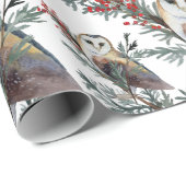 ジュニパーの木の森の中の納屋のフクロウ ラッピングペーパー (ロールコーナー)