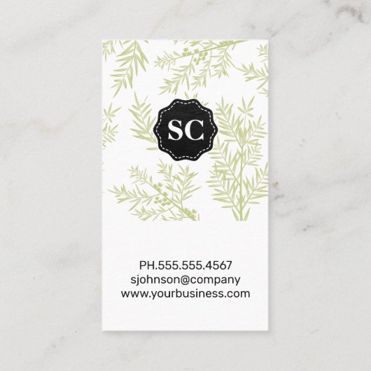 ジュニパーの枝の背景 名刺 (裏面)