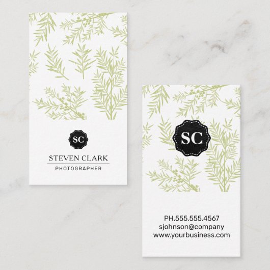 ジュニパーの枝の背景 名刺 (正面/裏面)