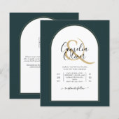 ジュニパーグリーンモダン金ゴールド結婚式QRコード (正面/裏面)