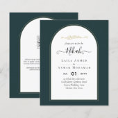 ジュニパーグリーンモダン金ゴールド結婚式QRコード (正面/裏面)