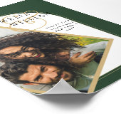 ジュニパーグリーン金ゴールドフォトウェディング招待 ポスター (角)