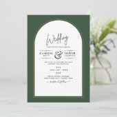 ジュニパーグリーン金ゴールドフォトウェディング招待 招待状 (スタンド正面)