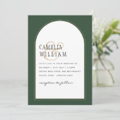 ジュニパーグリーン金ゴールドフォトウェディング招待 招待状 (スタンド正面)