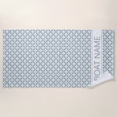 ジュニパーグリーン&ホワイトハンプトンズスタイル パーソナライズされた ビーチタオル (正面)