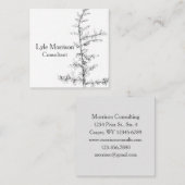 ジュニパーツリーブランチペンインクスケッチ白黒 スクエア名刺 (正面/裏面)