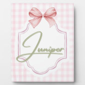 ジュニパーパーソナライズされたベビーガール子供部屋ボウギンガム フォトプラーク (正面)