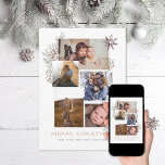 ジュニパーフォトコラージュ シーズンカード<br><div class="desc">様々な向きの5つの写真エリア；白い「フレーム」はエディタ内の任意の色に変更することができる；あなたの独自のフォントも選択！背面にメッセージを追加するか、希望の写真をもし追加する。</div>