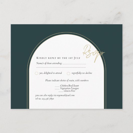 ジュニパーモダングリーン金ゴールド結婚式QRコードを招待 ポストカード (正面)