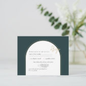 ジュニパーモダングリーン金ゴールド結婚式QRコードを招待 ポストカード (スタンド正面)