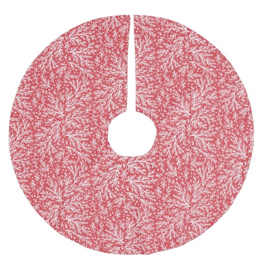 ジュニパー赤と白クリスマス ブラッシュドポリエステルツリースカート (正面)