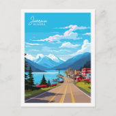 ジュヌアアラスカUSAヴィンテージ旅行イラストレーション ポストカード (正面)