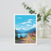 ジュヌアアラスカUSAヴィンテージ旅行イラストレーション ポストカード (スタンド正面)