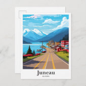 ジュネアウアラスカヴィンテージトラベルイラストレーション ポストカード (正面/裏面)
