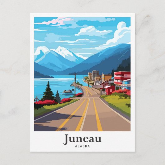 ジュネアウアラスカヴィンテージトラベルイラストレーション ポストカード (正面)