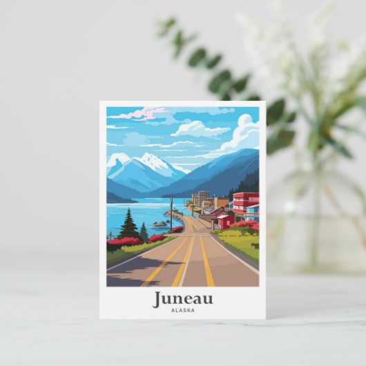 ジュネアウアラスカヴィンテージトラベルイラストレーション ポストカード (スタンド正面)